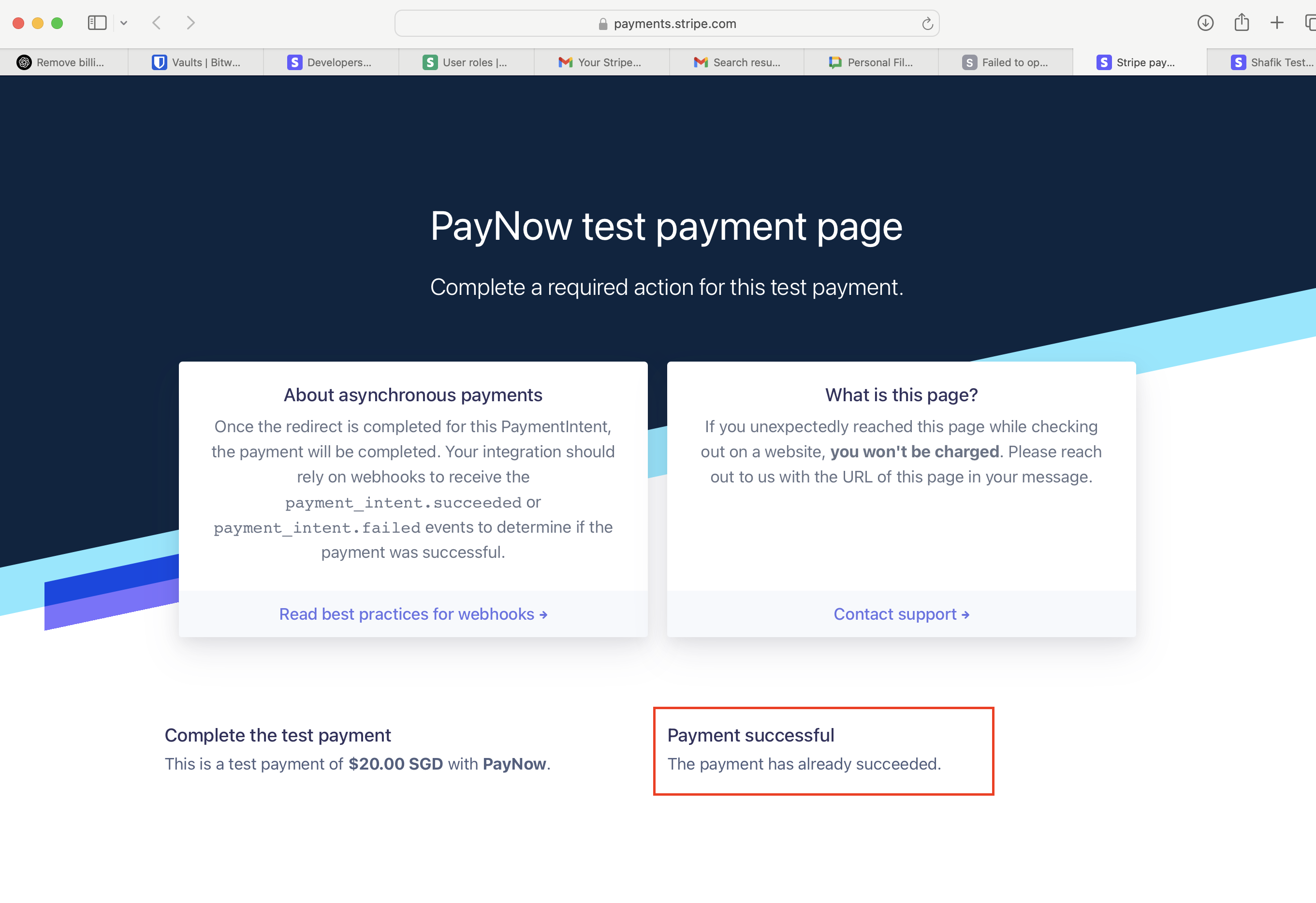 User completes the payment transaction